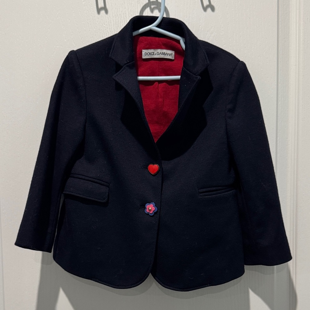 Dolce & Gabbana Kids Navy Blazer with Red Button